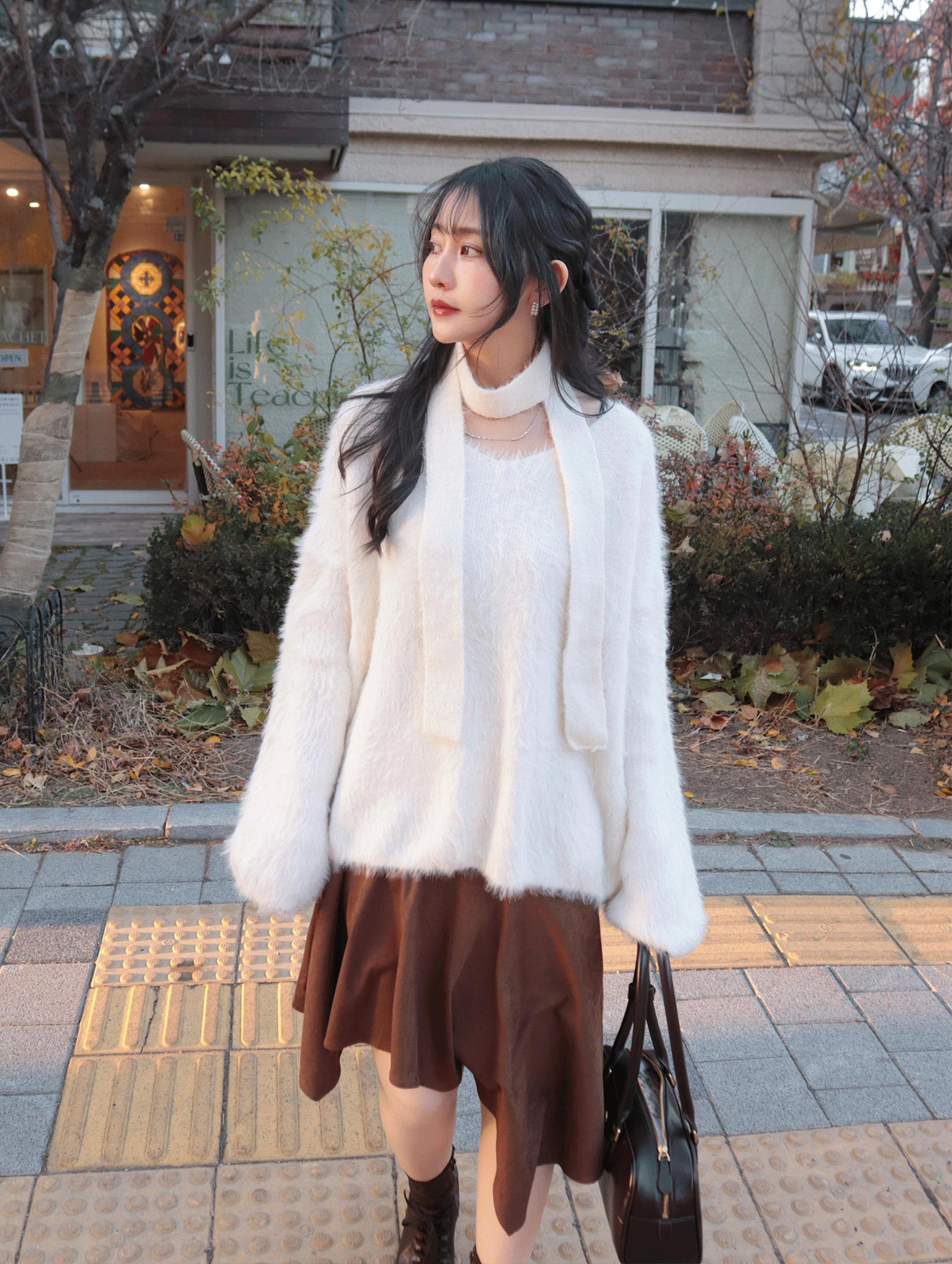 25K104 柔柔軟軟馬海羊毛繞繞脖長毛衣