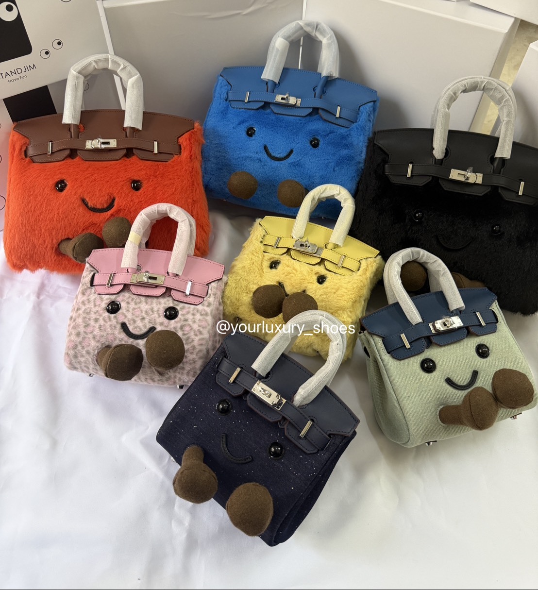 【Luxury】CTAND JIM Birkin 實拍 柏金包 獨家販售 關穎同款 超可愛 鉑金街頭翻玩包 絨毛手提肩背包 2WAY JELLYCAT萌臉造型