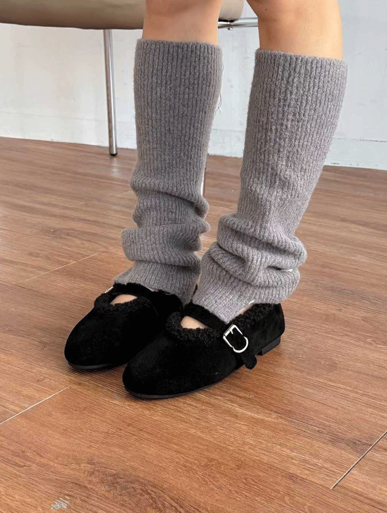 25K503 無敵可愛的羊羔毛麂皮絨娃娃鞋