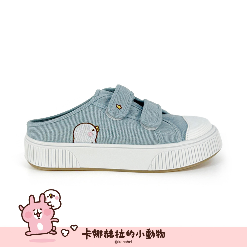 Paidal x 卡娜赫拉的小動物  仰望星星系列魔鬼氈厚底休閒鞋帆布鞋穆勒鞋-淺牛仔