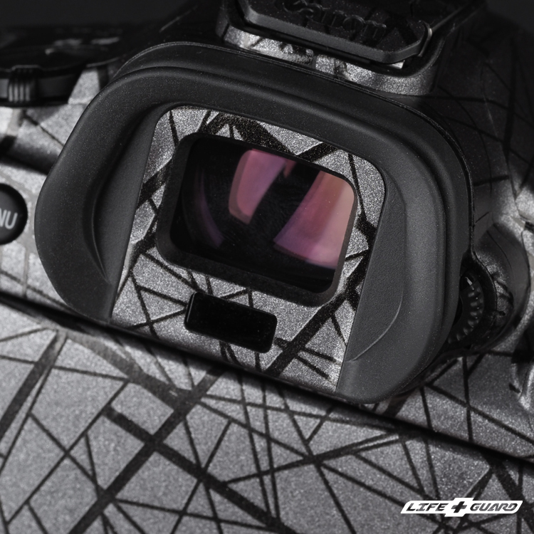 Canon EOS R6 Mark III 相機貼膜觀景窗展示圖，交織灰質感設計｜LIFE+GUARD