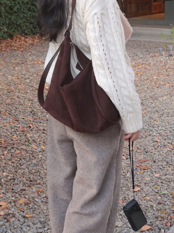 25K401 the row風格 韓國小眾設計師款麂皮雙背包