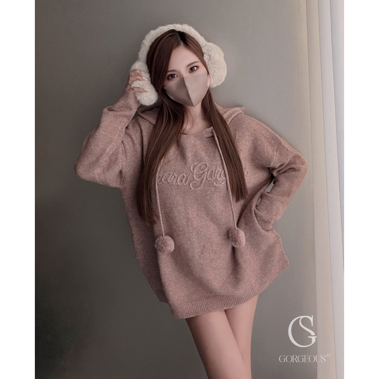 G9742 「(長版)X'mas毛線毛球球聖誕限定帽TEE」