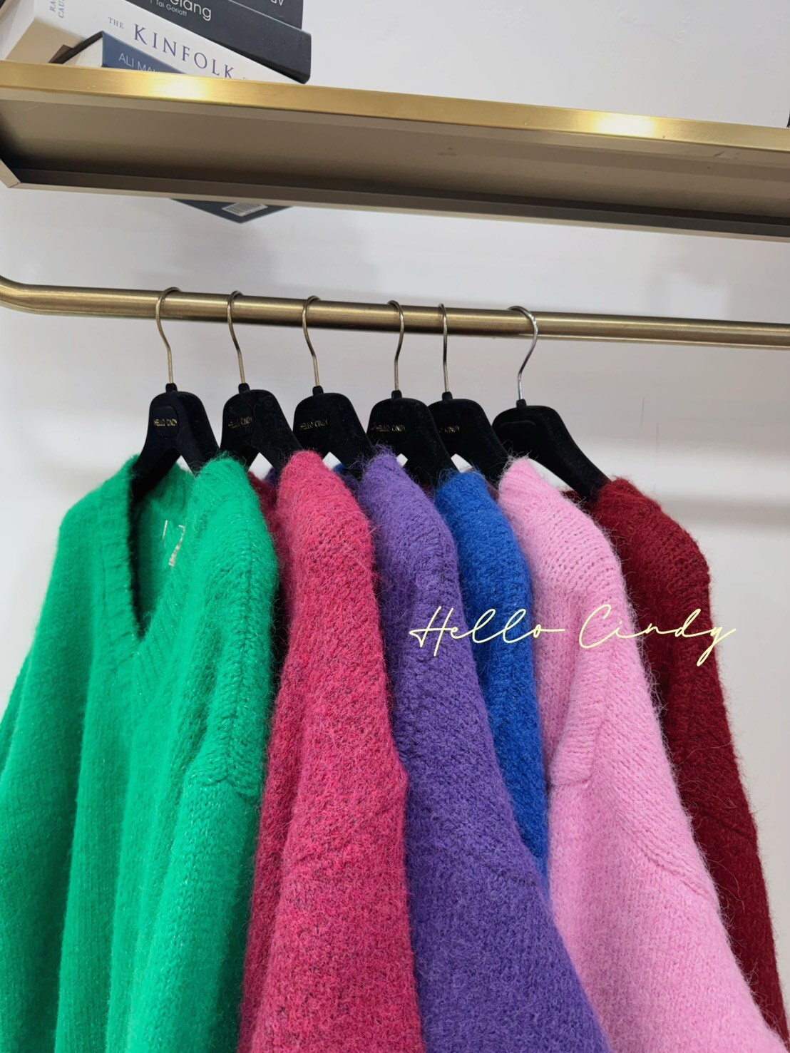 B12081 寬寬鬆鬆的大V長版針織毛衣