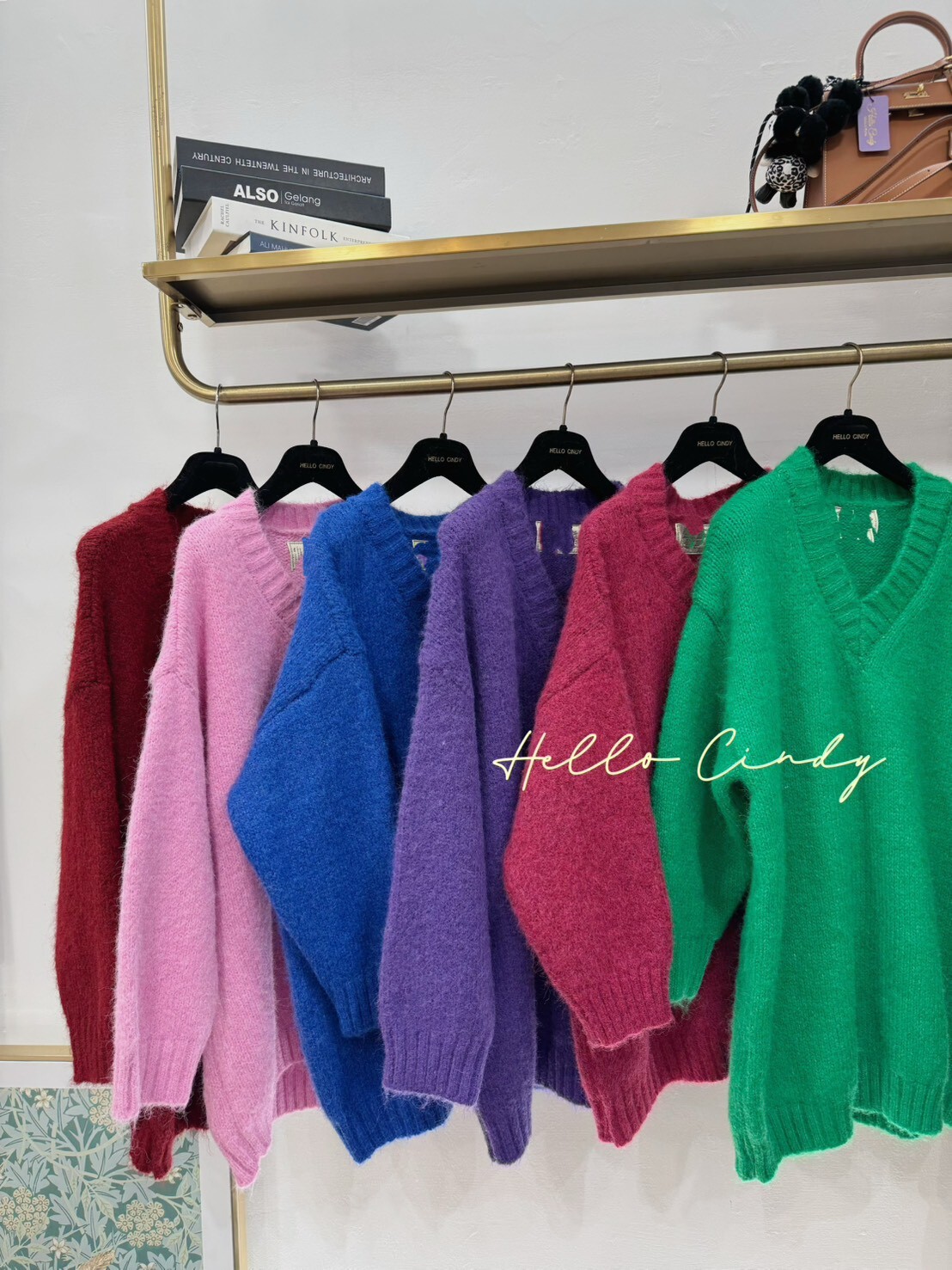 B12081 寬寬鬆鬆的大V長版針織毛衣