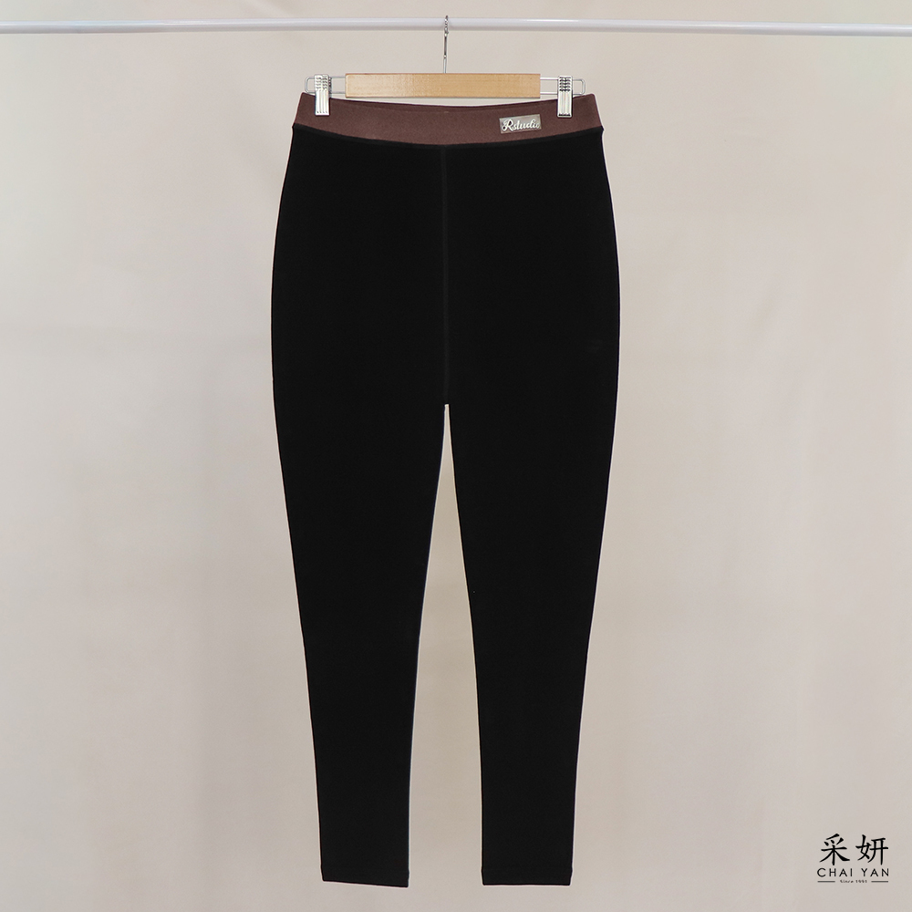 字母標刷絨保暖內搭貼腿褲