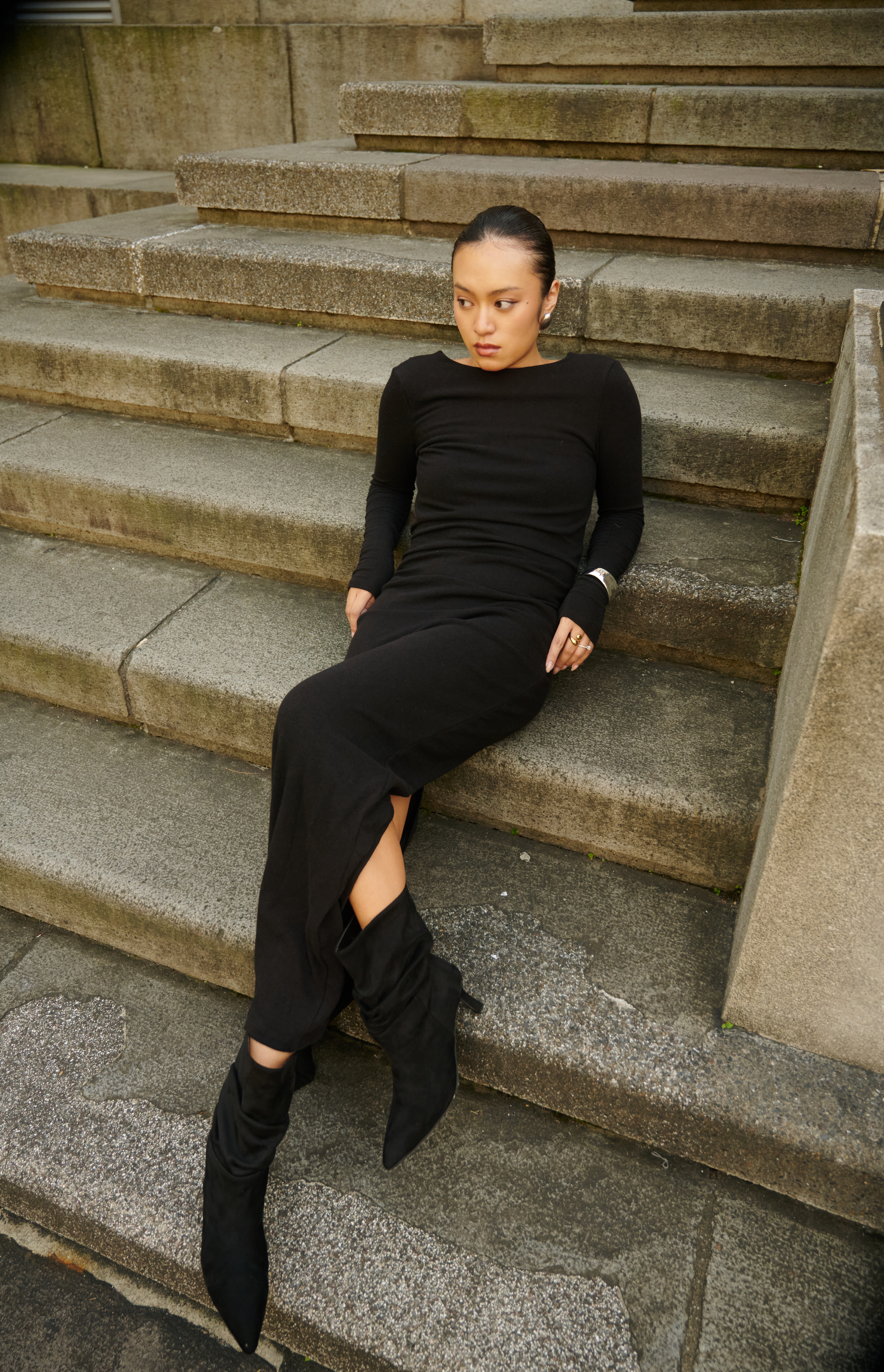 麂皮抓褶靴#7917