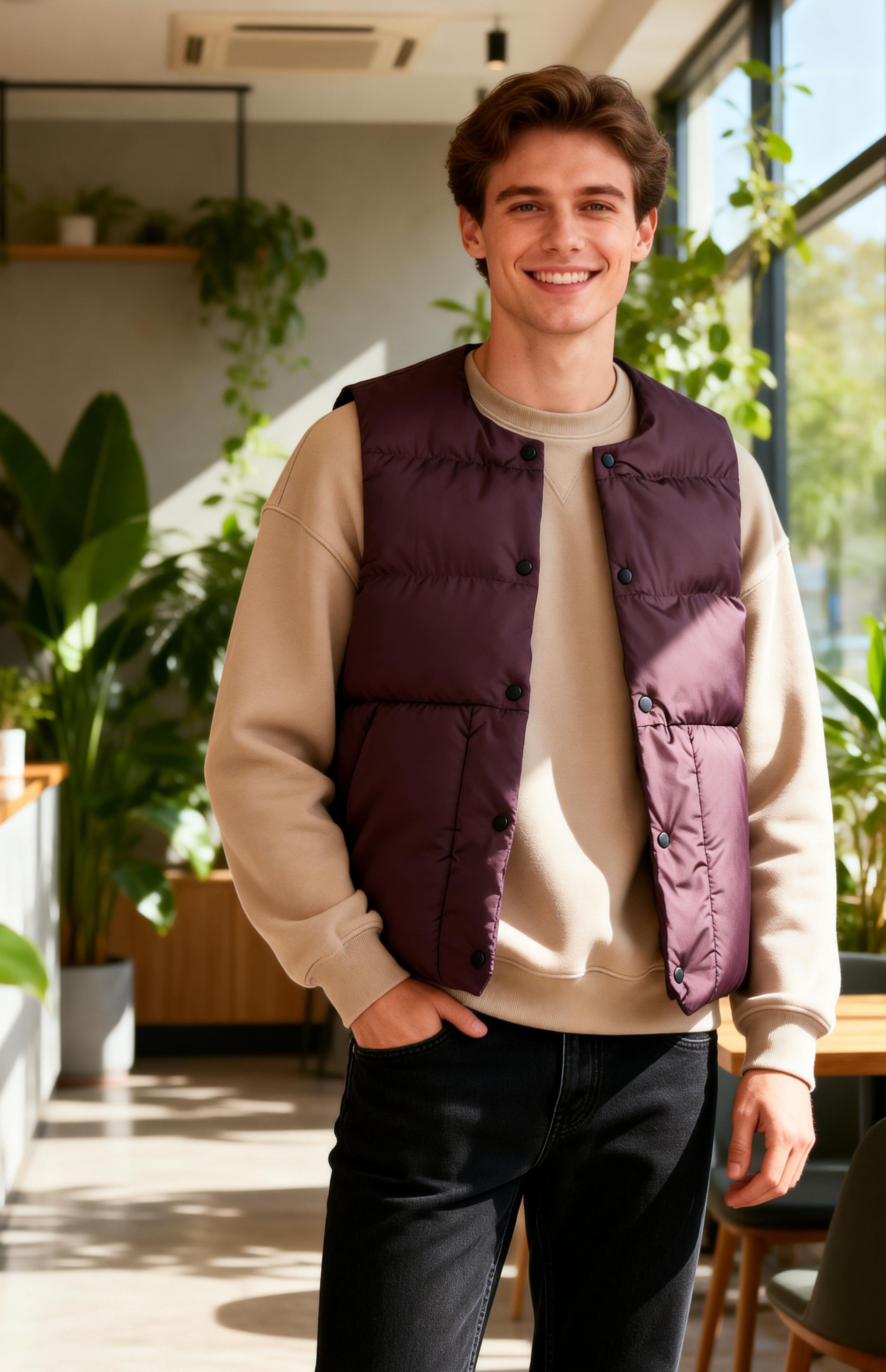 2511099 男女合穿雙面間棉馬甲背心