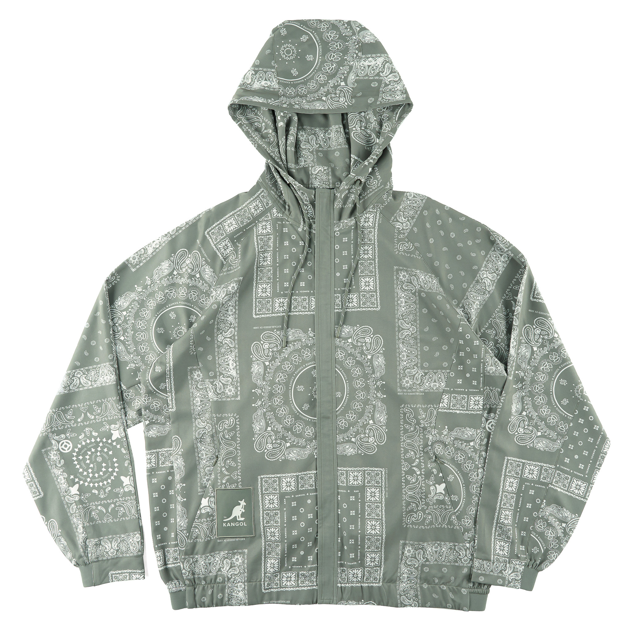 男女款 KANGOL JACKET 黑色 綠色 格紋 印花 英國 袋鼠 中性 變形蟲 印花 連帽 外套【63211422】