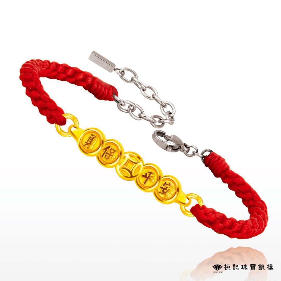 白沙屯媽祖 勇保平安(五錢) 情侶編織金手鍊