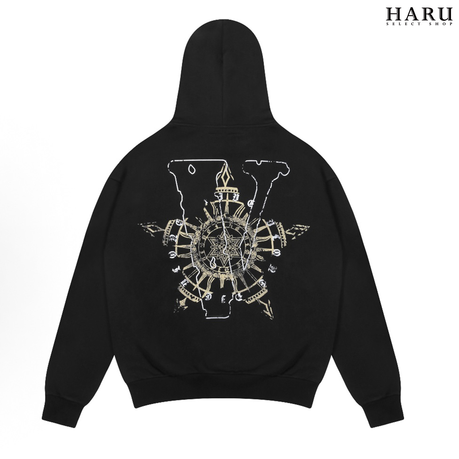 VLone 聖誕限定 歌德字體 燙銀 發泡印刷 Hoodie 背後大V 連帽上衣 帽踢 帽Tee 黑色 VLHD25013