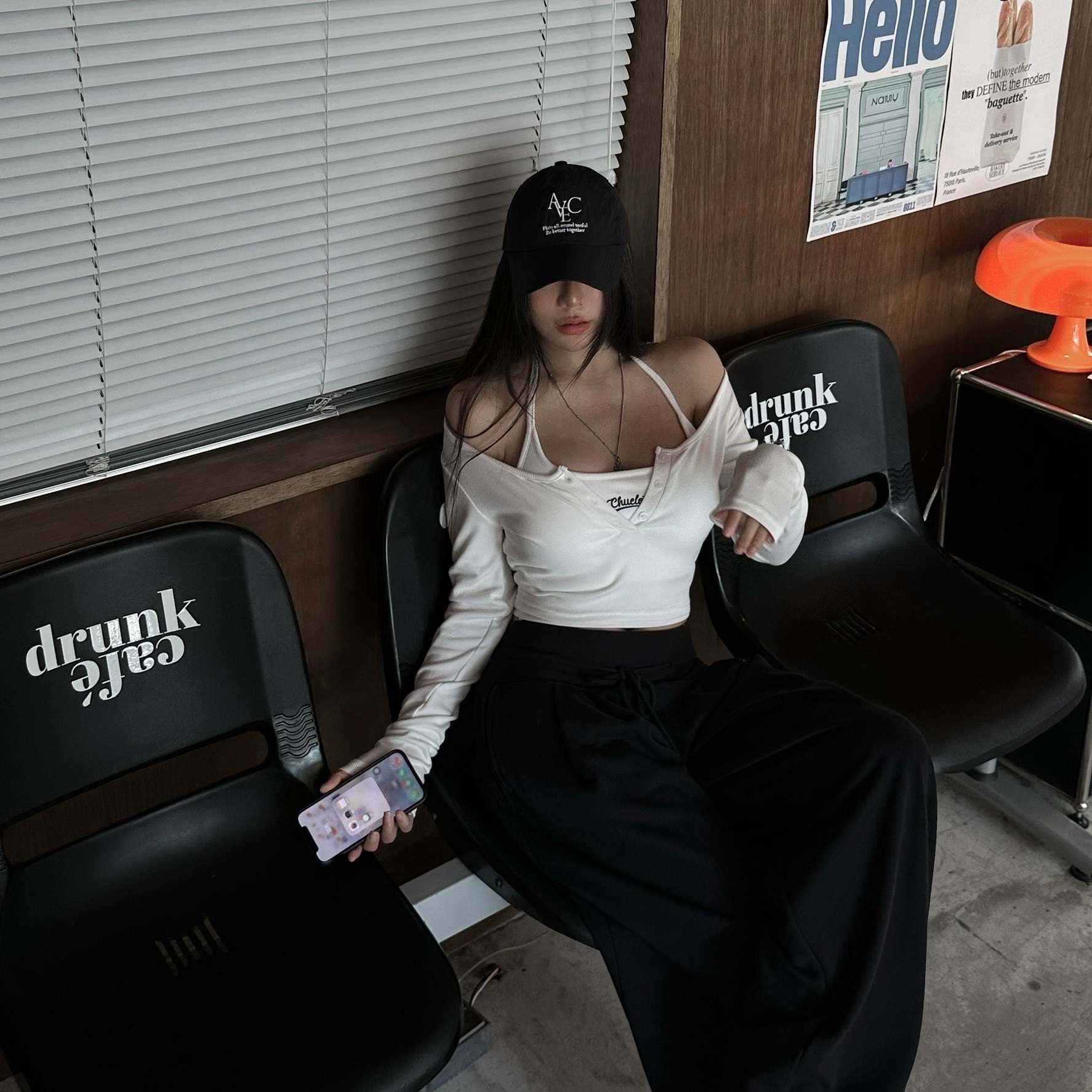 【福利品】CHU MADE-掛脖Bratop+長袖排扣上衣