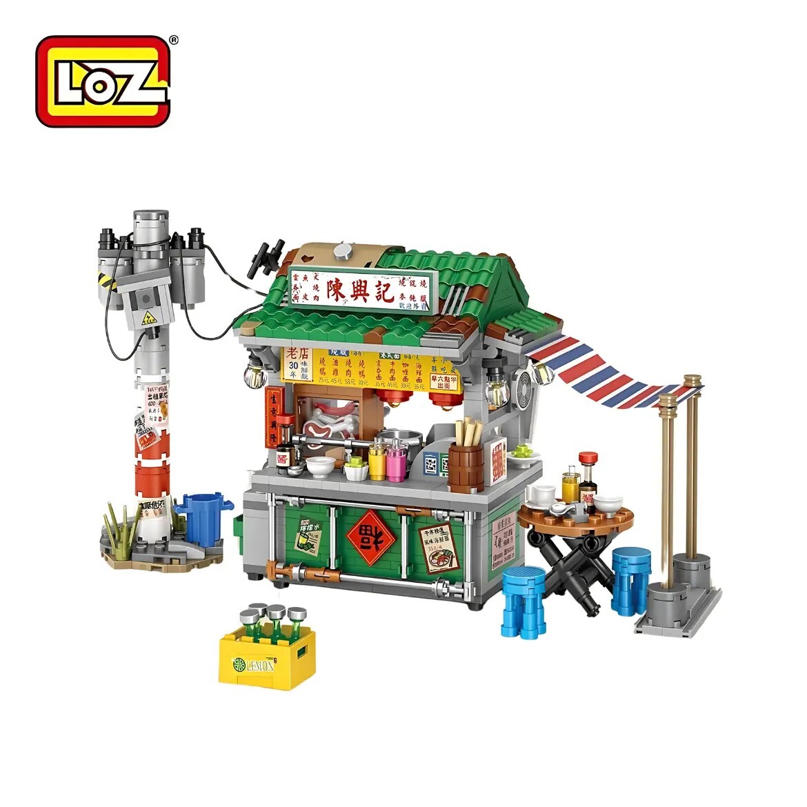 Hong Kong-style food stall scene mini building blocks