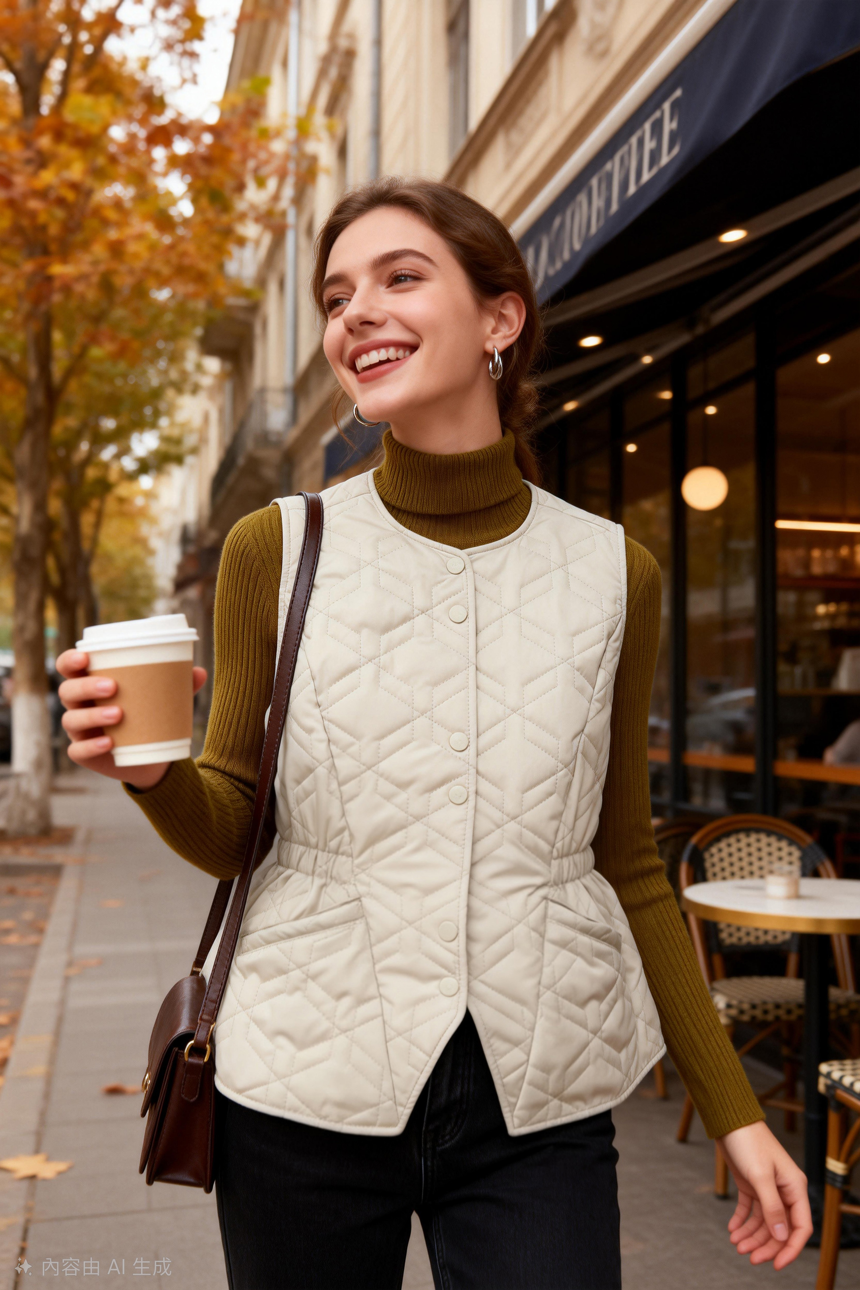 2511105 女裝菱形间棉收腰背心