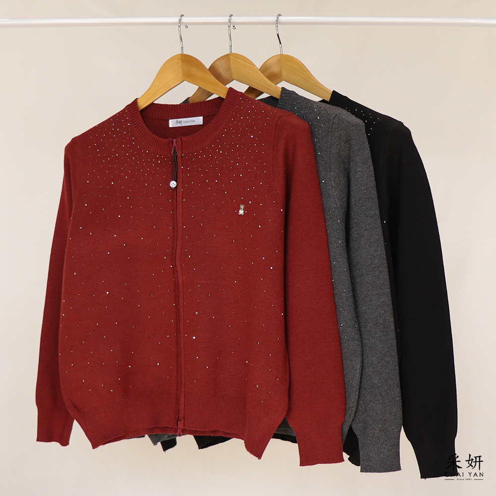 星空水鑽小熊針織長袖外套