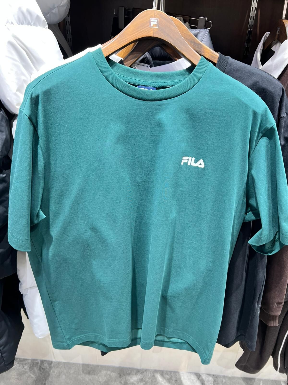[K] FILA DARK GREEN BIG LINEAR S/S T-SHIRT, FS2RSH2103X-DGN (KFL161)