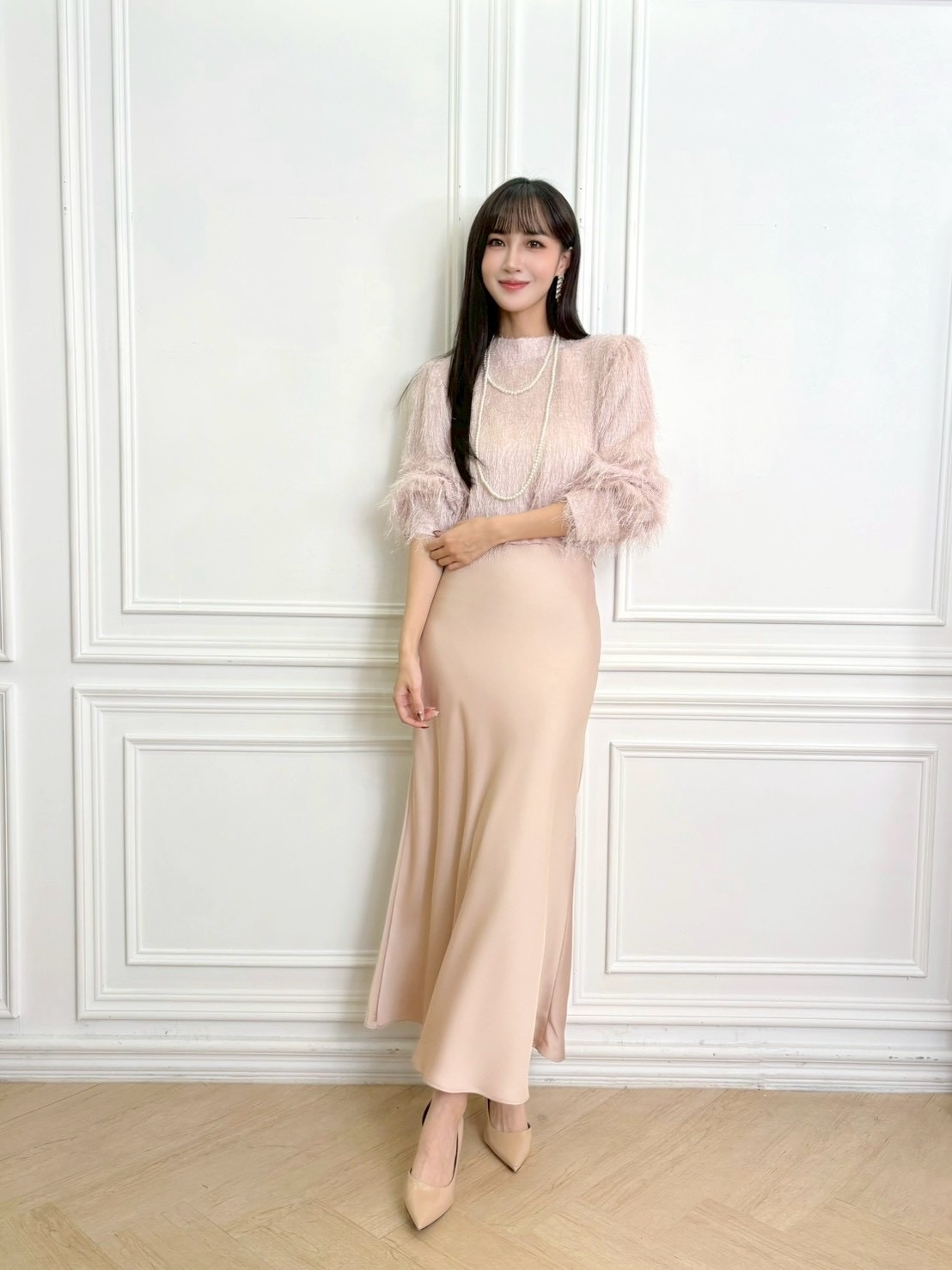 質感光澤緞面裙