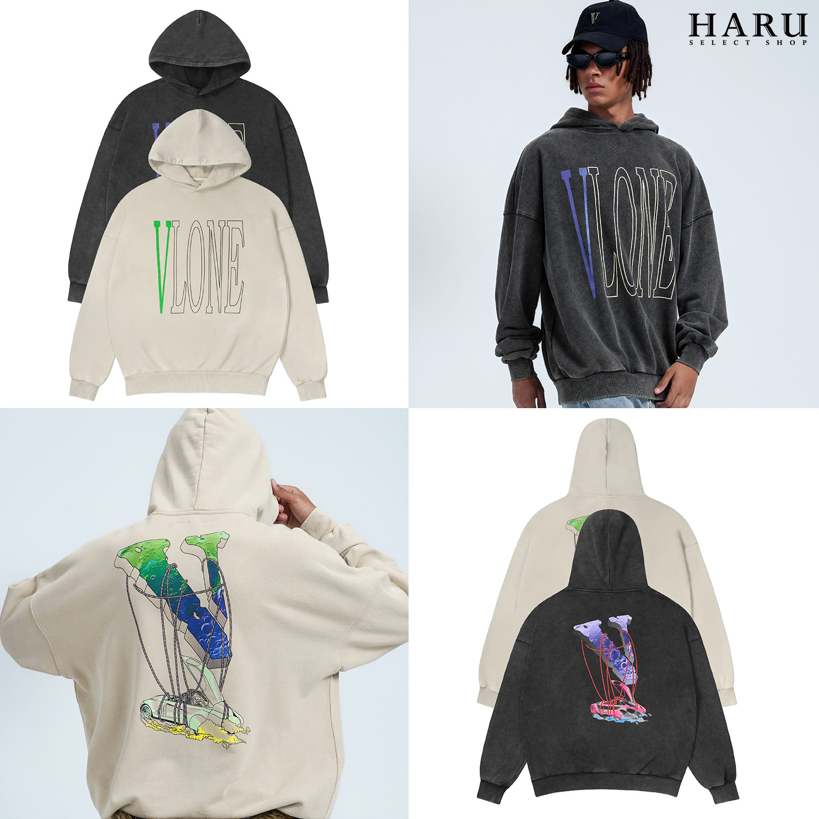 VLone Staple Hoodie 流浪月球大logo 復古水洗 連帽上衣 帽踢 帽Tee 兩色 VLHD25011