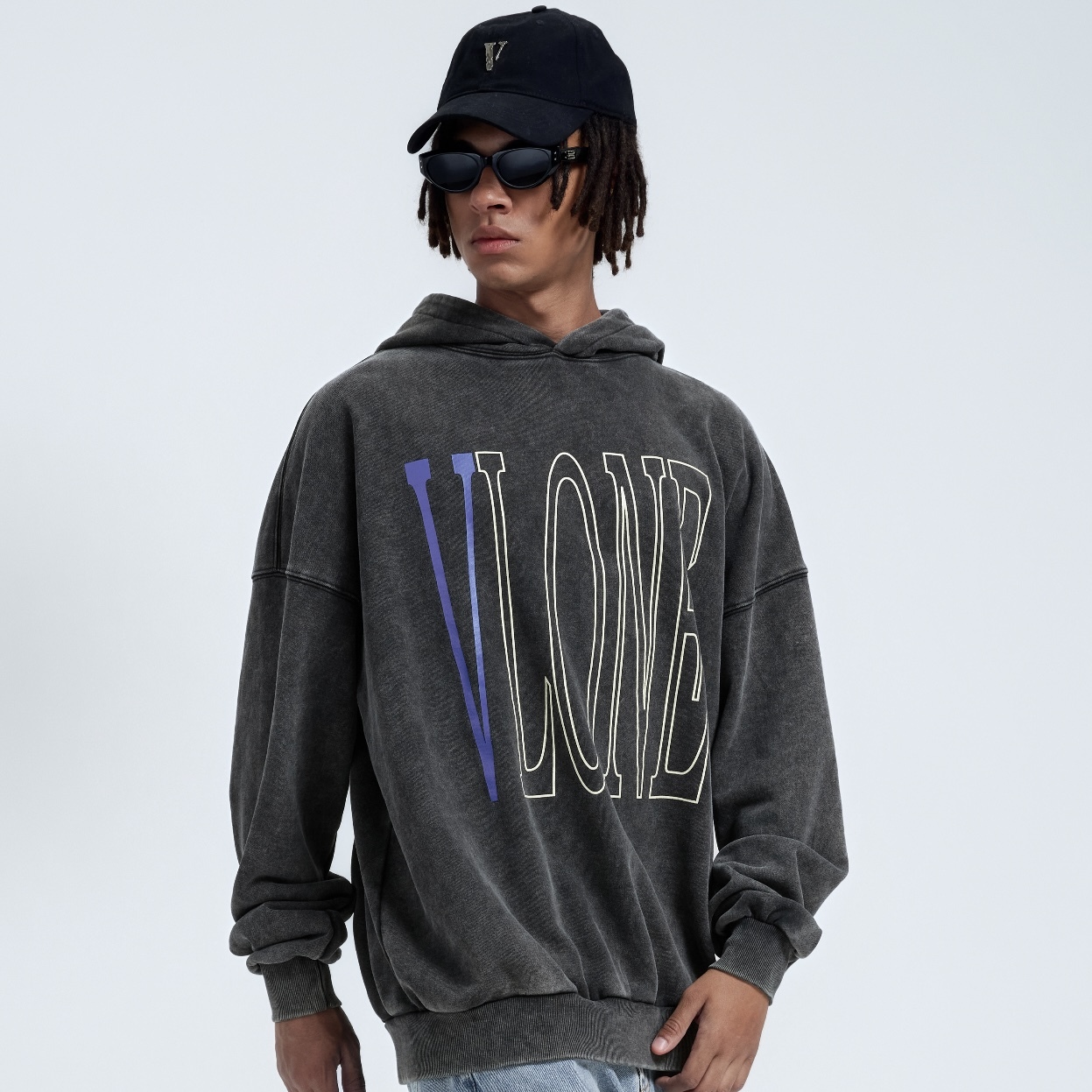 VLone Staple Hoodie 流浪月球大logo 復古水洗 連帽上衣 帽踢 帽Tee 兩色 VLHD25011