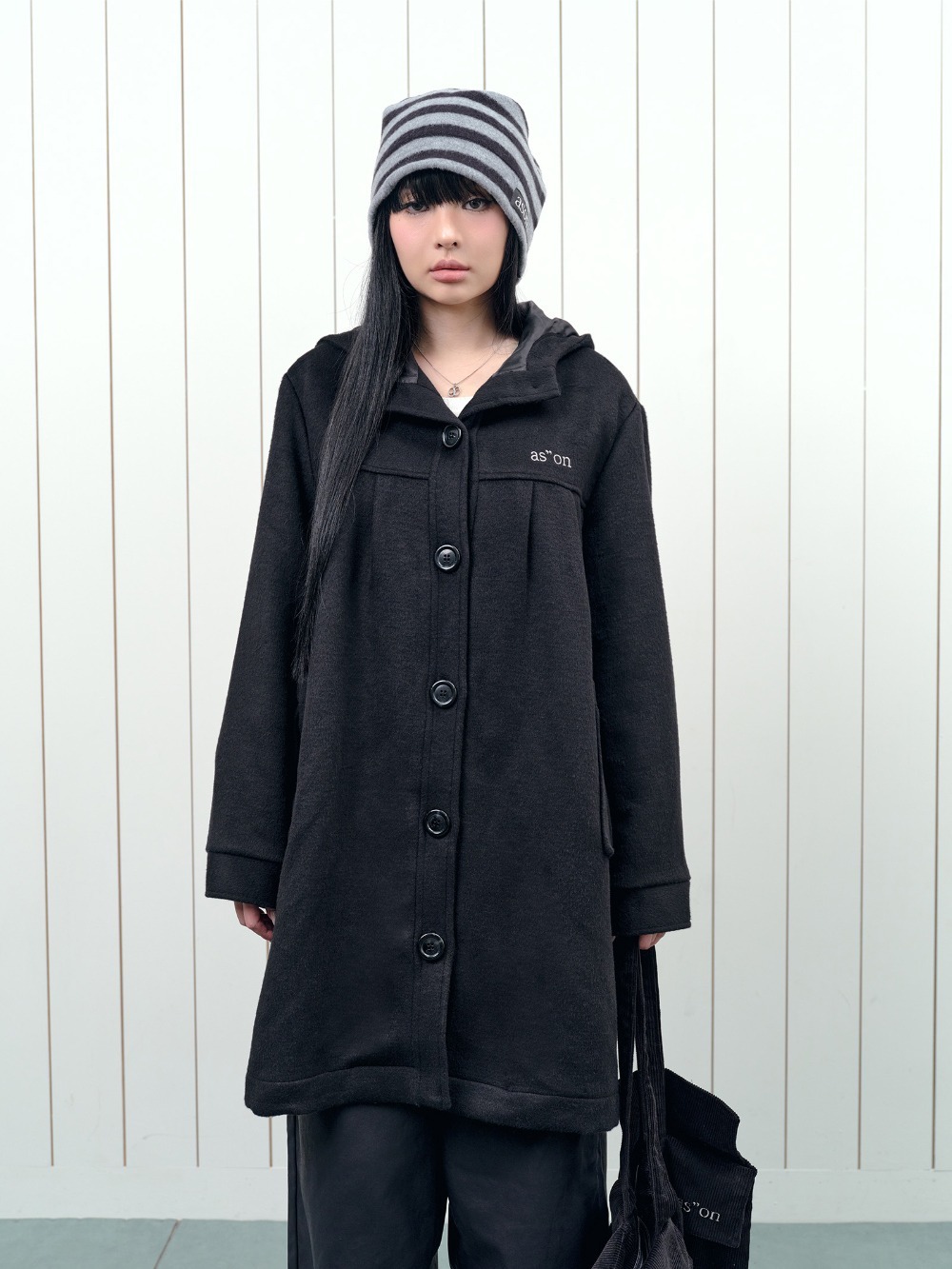 ASON ALLO HOOD LONG COAT