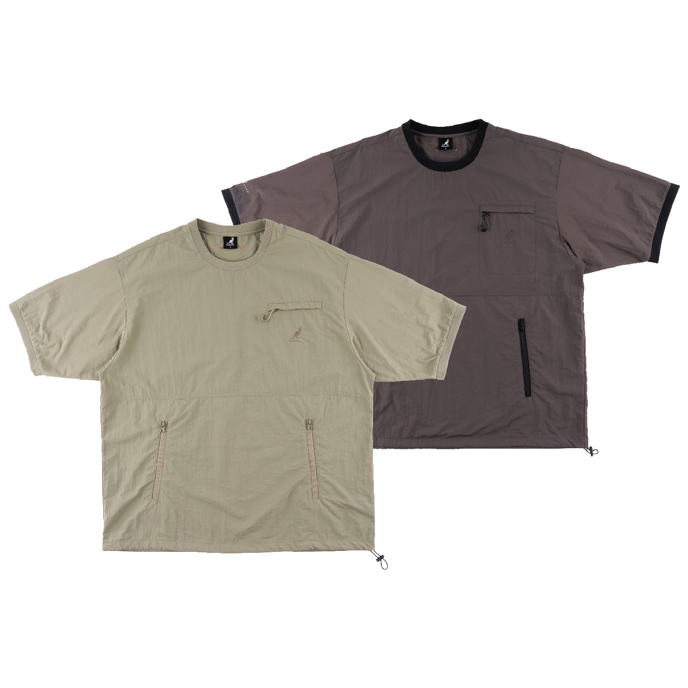 男女款 KANGOL TEE 深灰色 軍綠色 英國 袋鼠 休閒 縮口 中性 機能 梭織 涼感 短T【63251013】