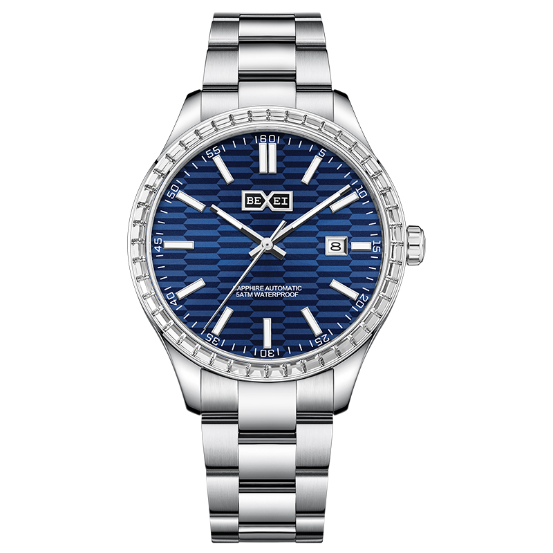 【BEXEI 貝克斯】9092 簡約 休閒 商務 日期顯示 晶鑽 夜光 鏤空 不鏽鋼 機械 手錶 男錶 腕錶 星辰 MIYOTA