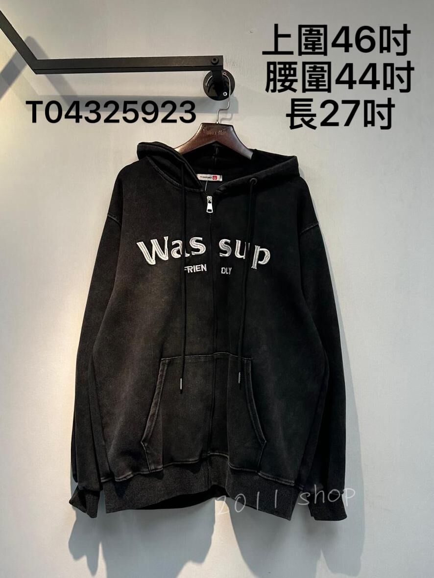 *不設優惠* 刺繡字母洗水連帽外套  上圍46吋  腰圍44吋 長27吋  T04325923