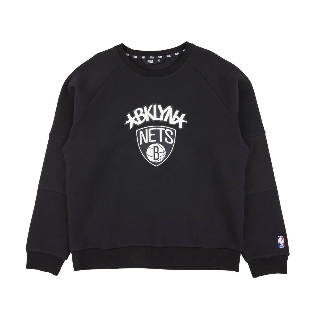 NBA 大學T 基本 拼接 隊徽 黑 長袖上衣 籃網隊 3355114220