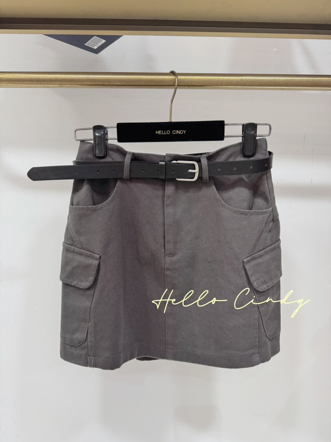 B12083 顯瘦側口袋工裝褲裙（附腰帶）