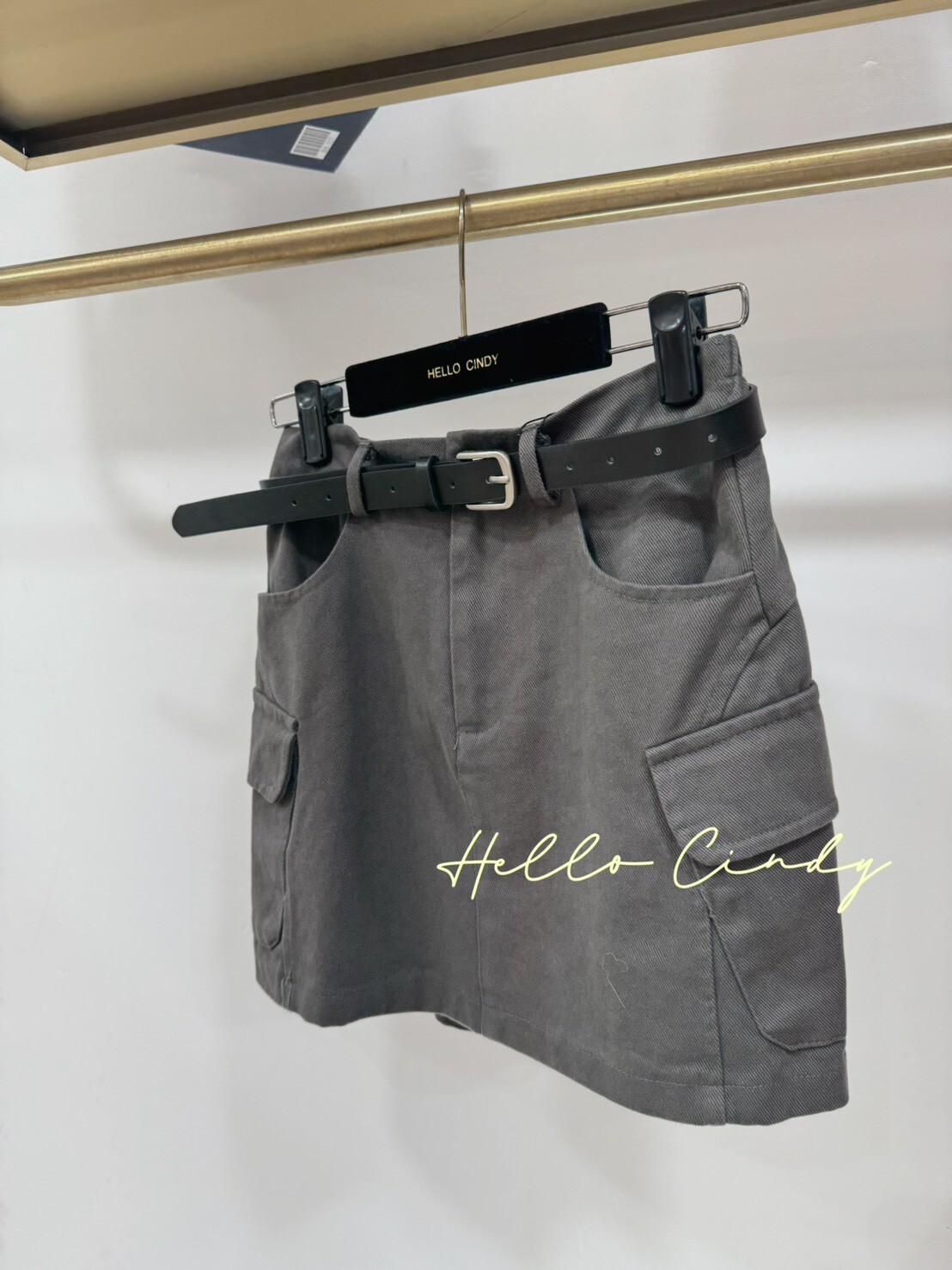 B12083 顯瘦側口袋工裝褲裙（附腰帶）