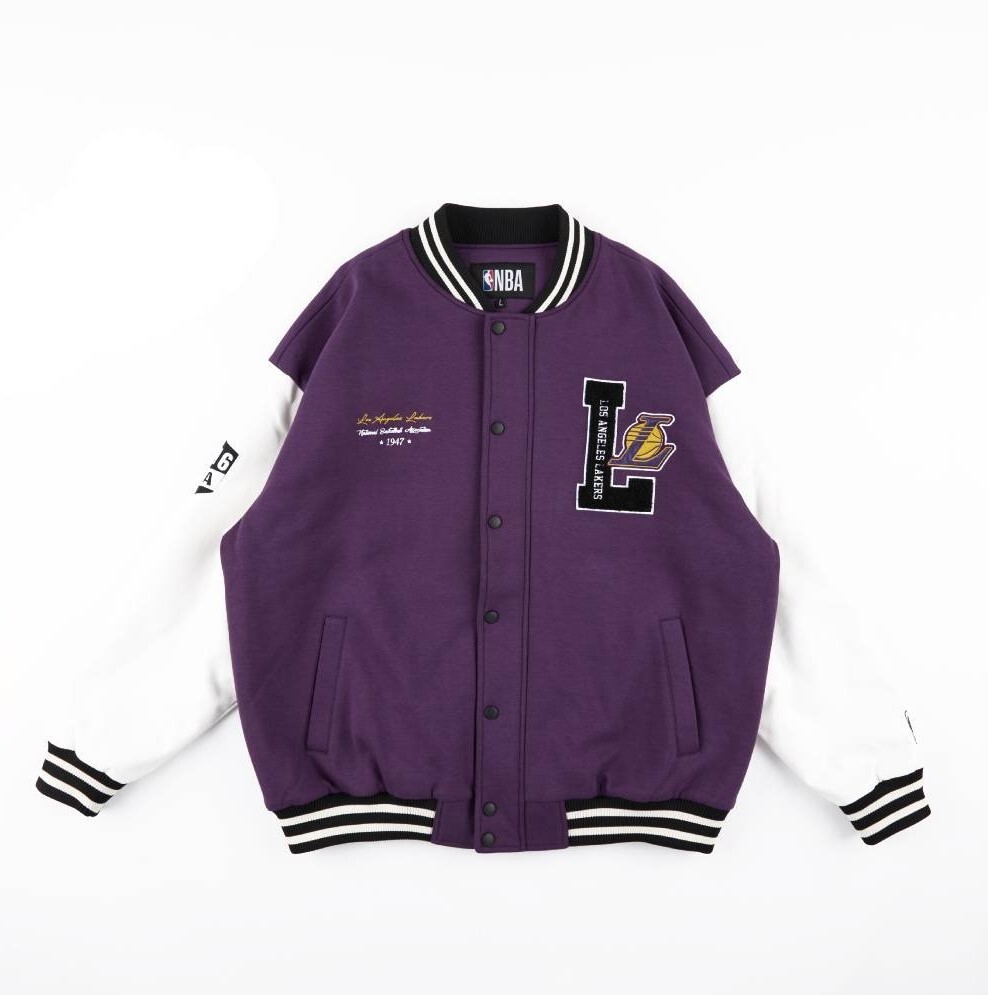 NBA 外套 美式 紫 棒球外套 湖人隊 3355140890