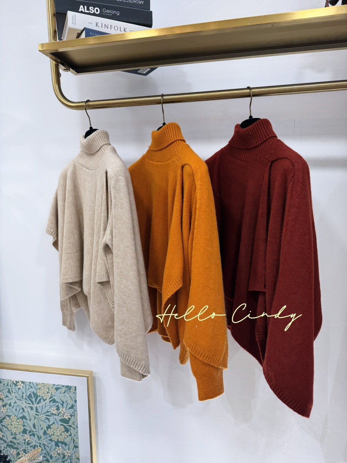 B12099 滿滿設計感的優雅V領針織加高領小斗篷針織組