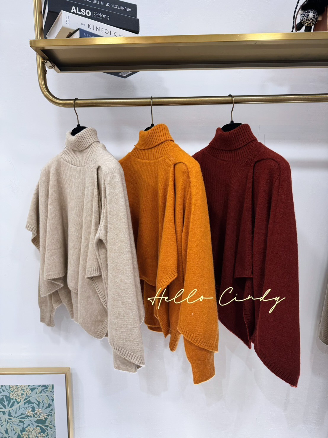 B12099 滿滿設計感的優雅V領針織加高領小斗篷針織組