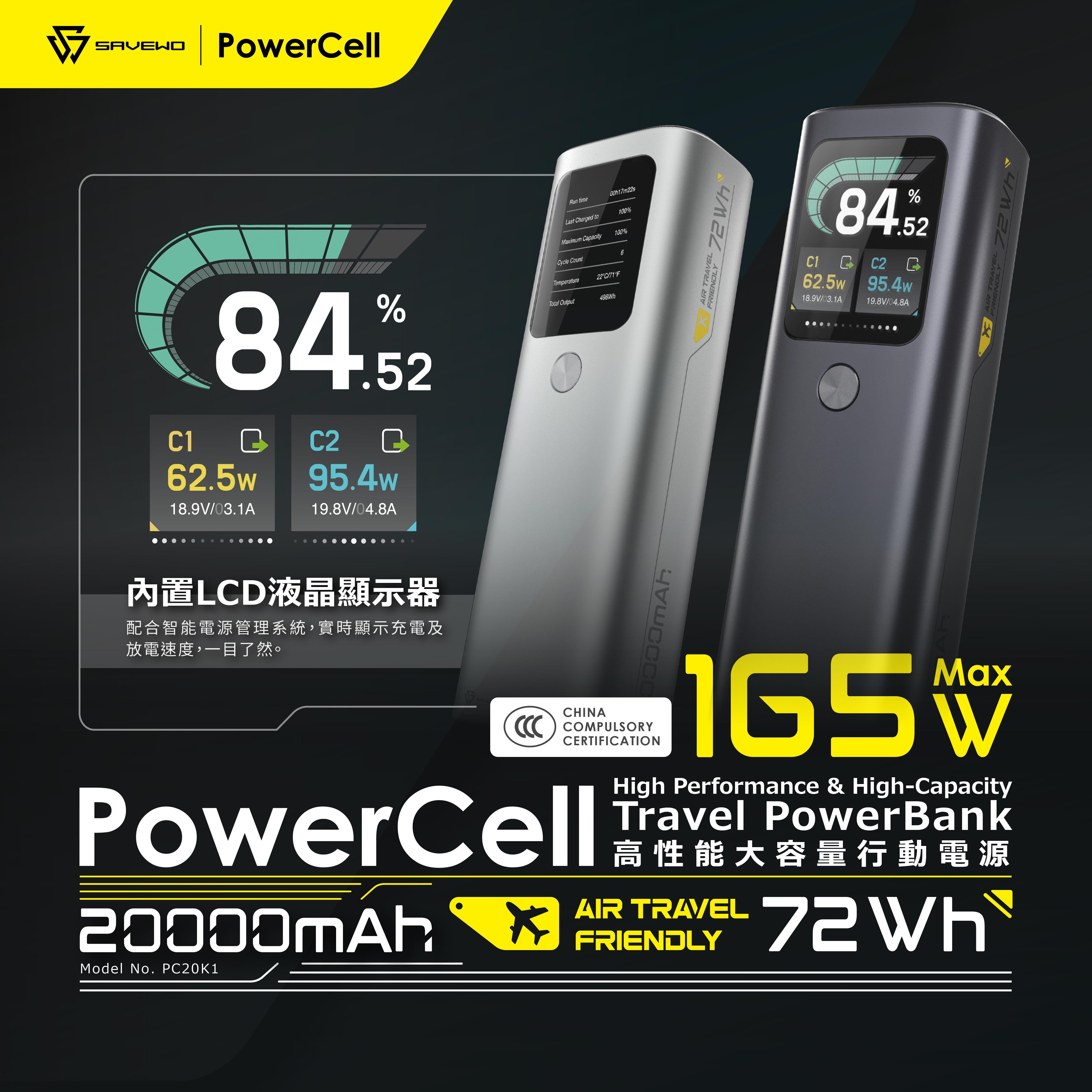 SAVEWO PowerCell PC20K1 高性能大容量行動電源