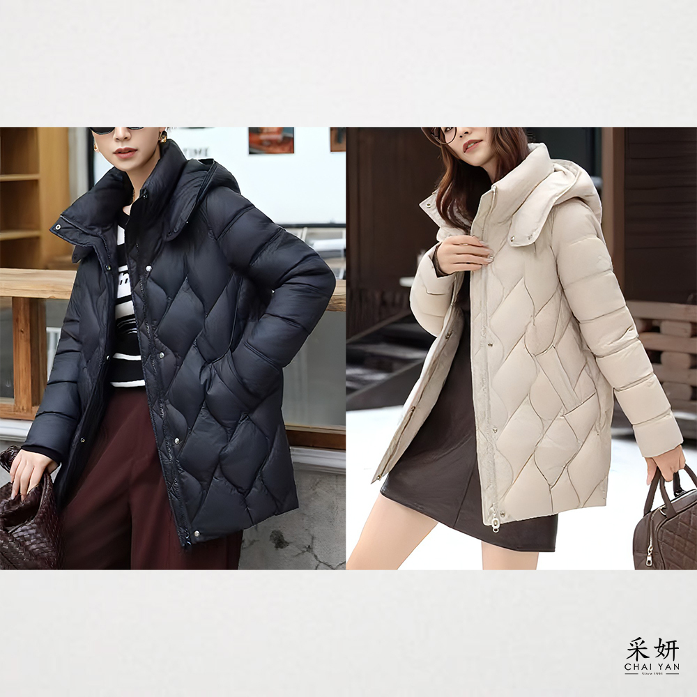 弧形壓紋厚鋪棉防風外套