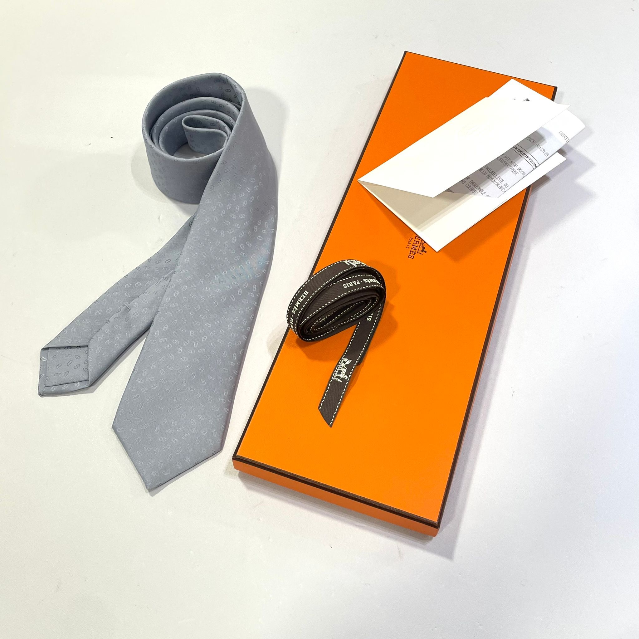 全新HERMES領呔 7CM gris glacier 真絲 TIE H036386T 04 #BRAND NEW#香榭站正品