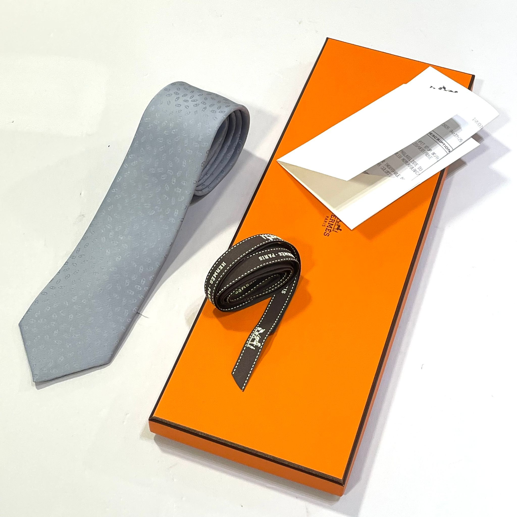 全新HERMES領呔 7CM gris glacier 真絲 TIE H036386T 04 #BRAND NEW#香榭站正品