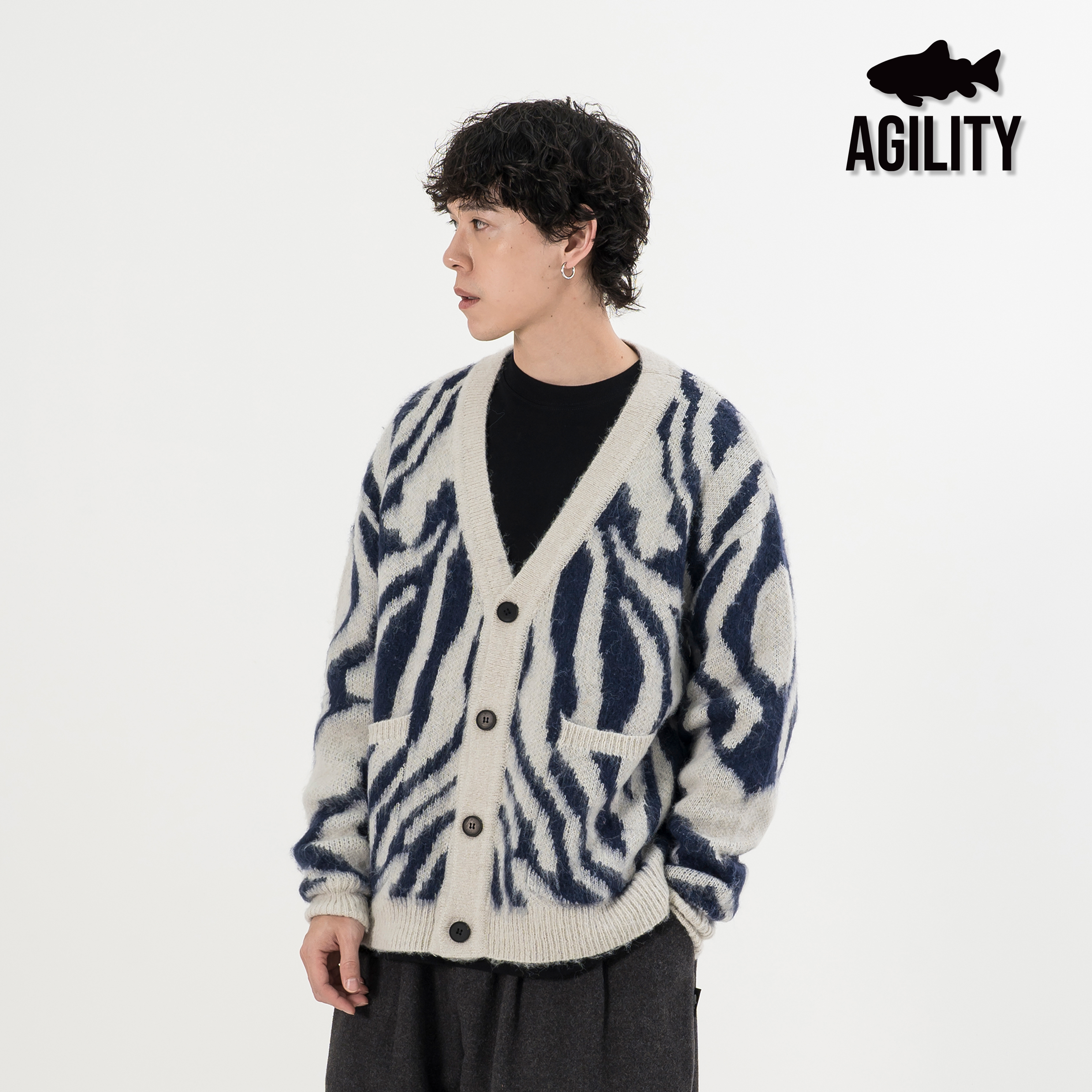 AGILITY Mohair Knit Cardigan / Zebra Print 馬海毛 斑馬紋 開襟外套 [KN80]