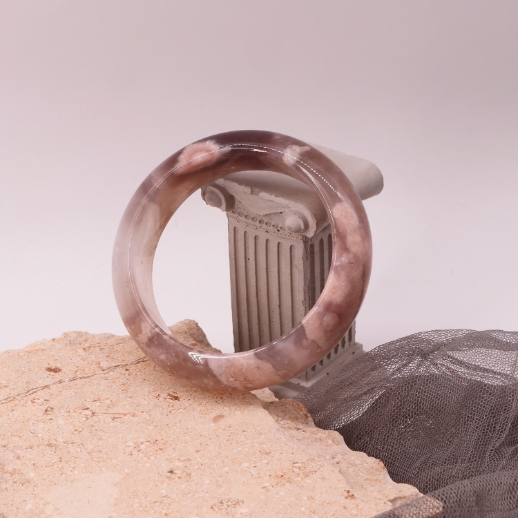 【天然石水晶手鐲】圈口尺寸56～57 楓葉雲紋櫻花瑪瑙/極光晶洞星空瑪瑙