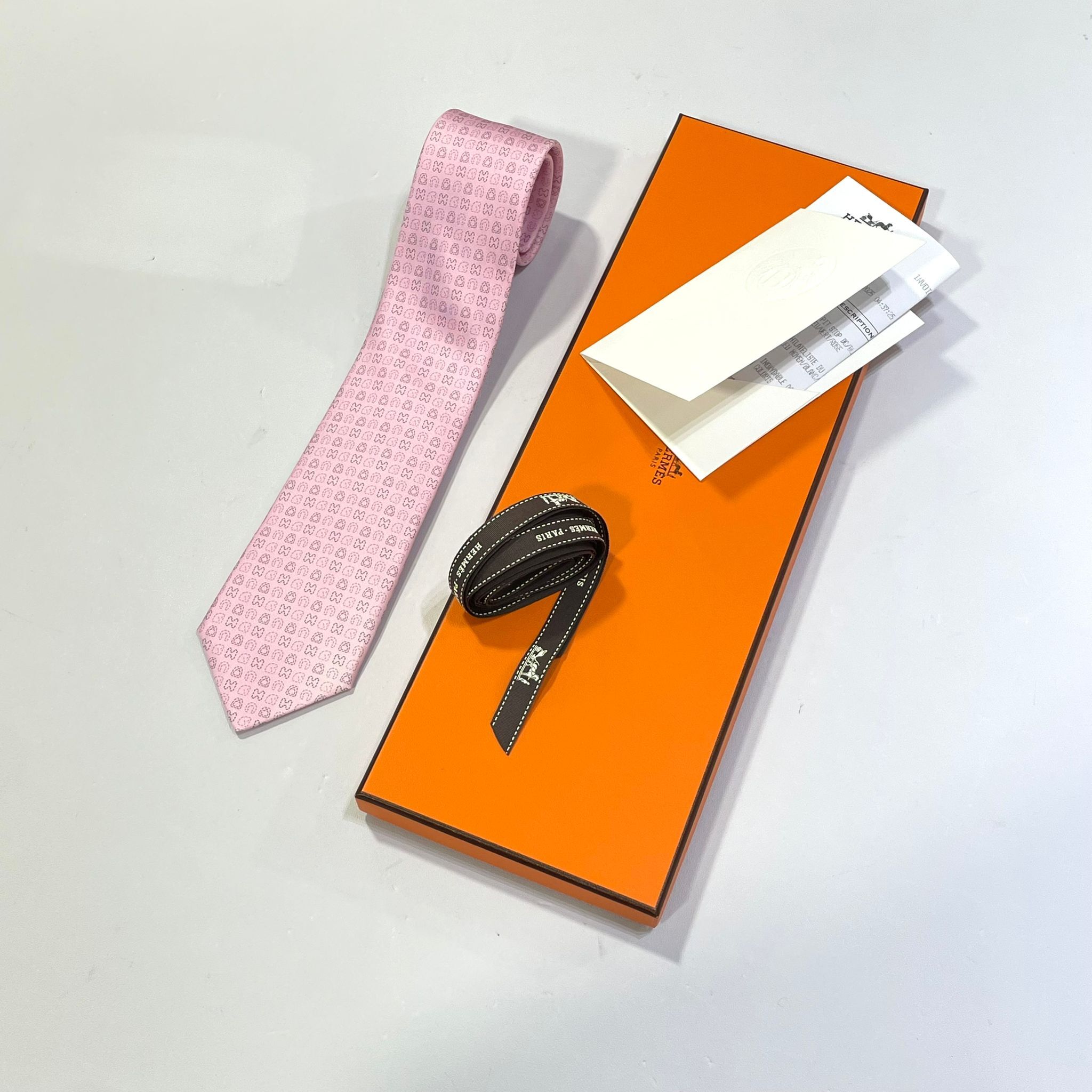 全新HERMES領呔 7CM rose clair / violet / noir 真絲 TIE H006378T 10 #BRAND NEW#香榭站正品