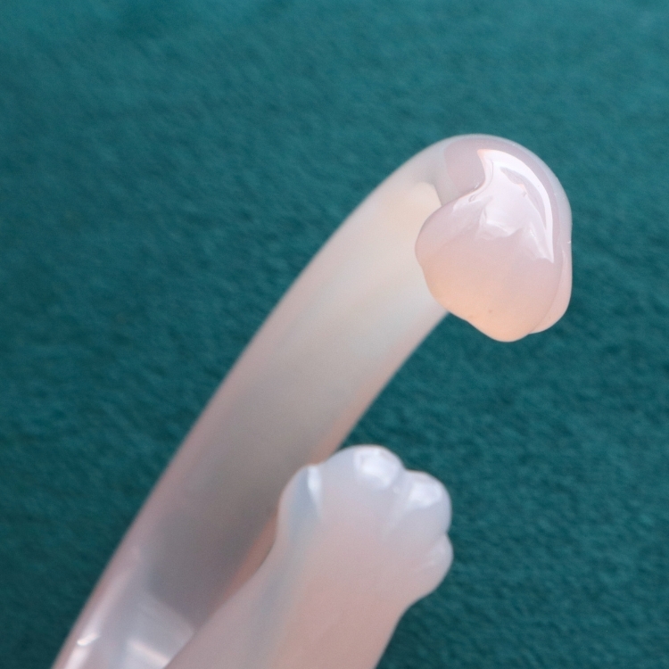 【天然石水晶手鐲】圈口尺寸56～57 輕粉圓潤瑪瑙貓爪/金線飄花桂花釀瑪瑙