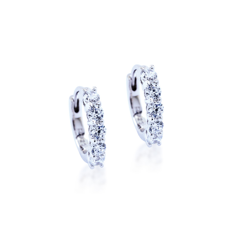 925純銀「Hoop Earrings」圈型晶鑽耳環 -SDE0093