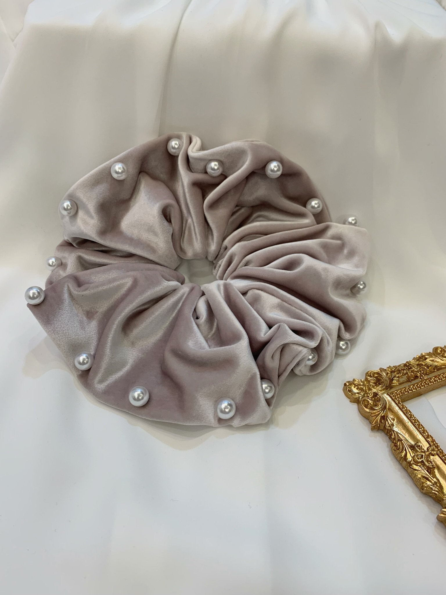 絨面珍珠大髮圈