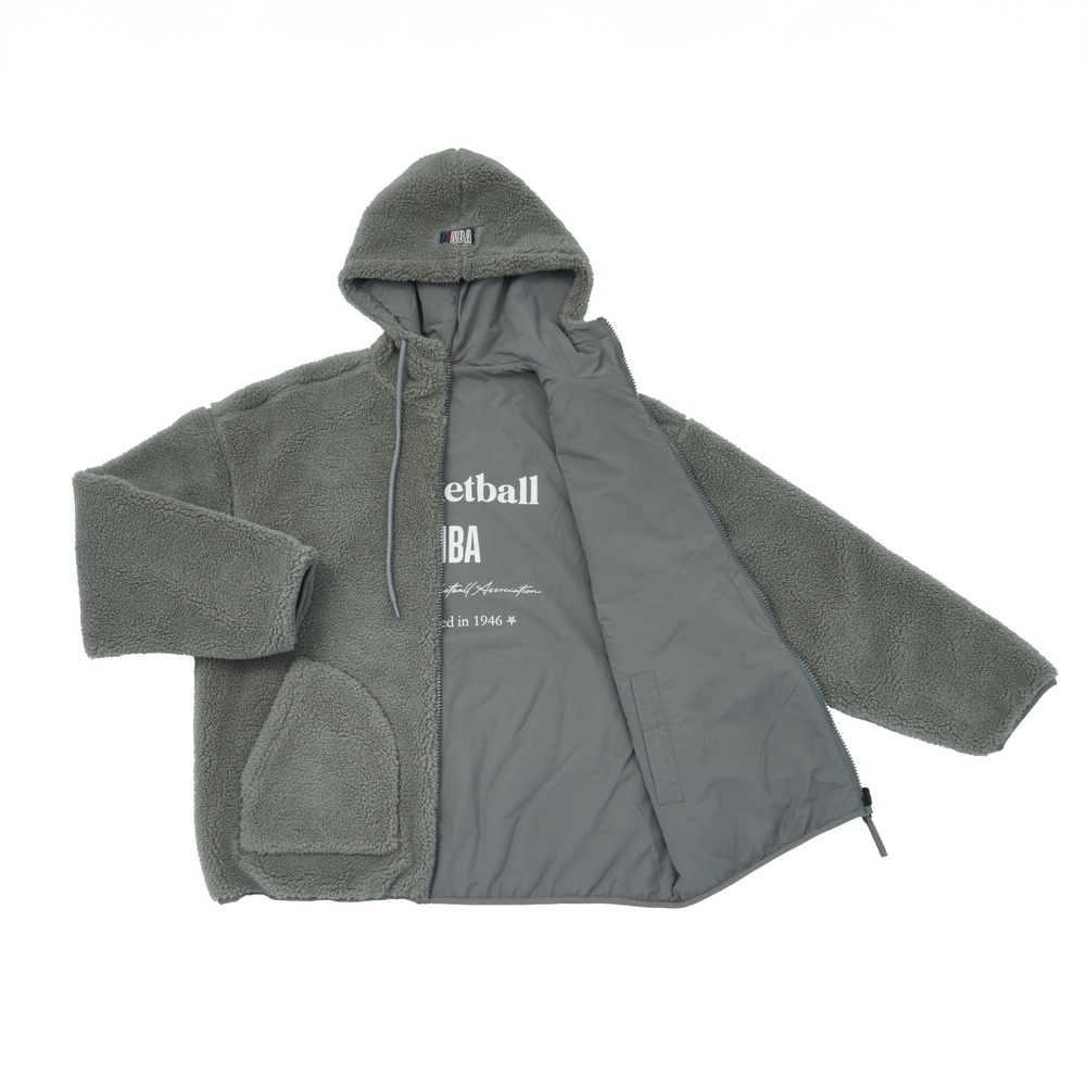 NBA 外套 雙面穿 灰 羊羔絨外套 3455140611