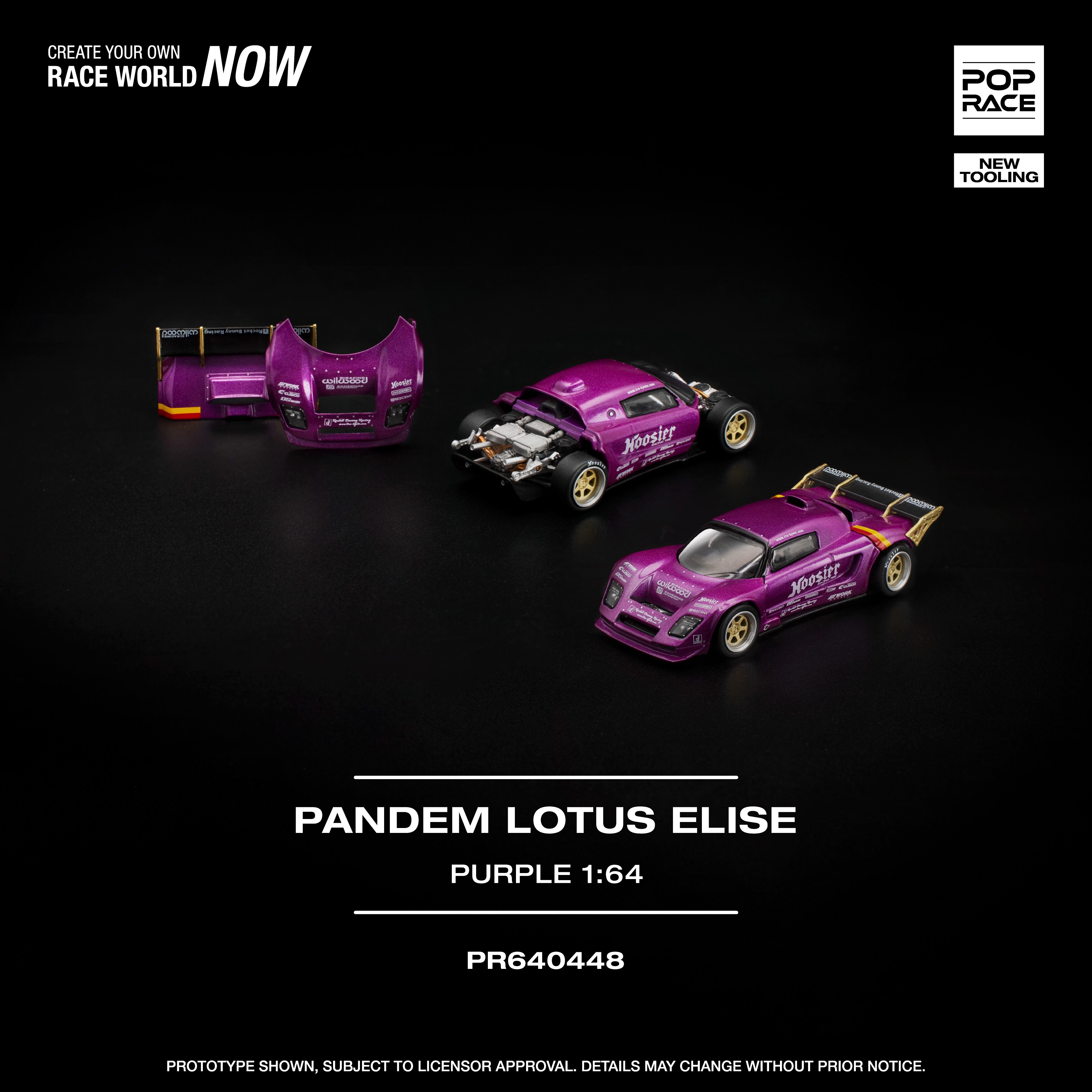 PO-$124 * POP RACE * 1:64 PANDEM LOTUS ELISE PURPLE