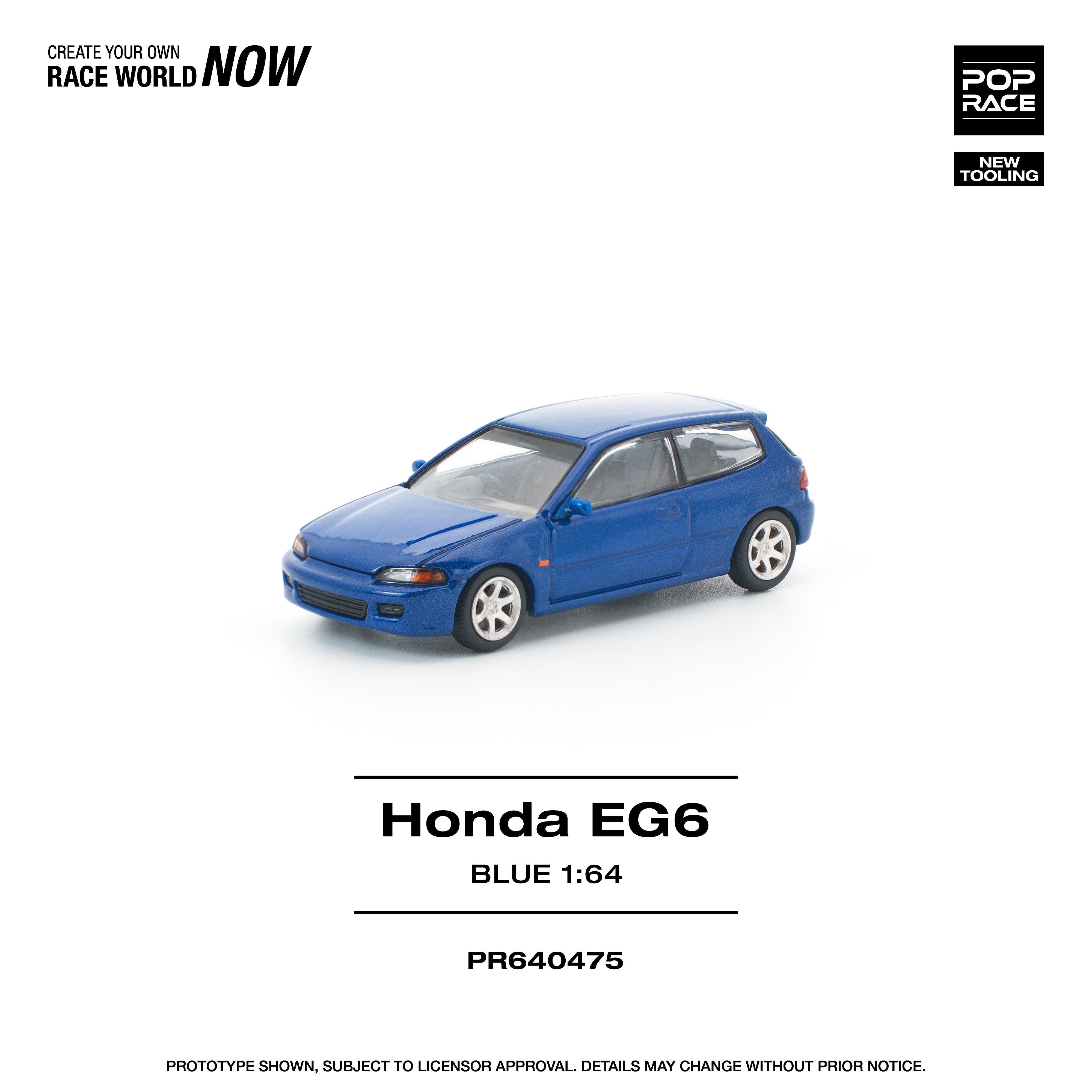 PO-$115 * POP RACE * 1:64 HONDA CIVIC (EG6) CAPTIVA BLUE