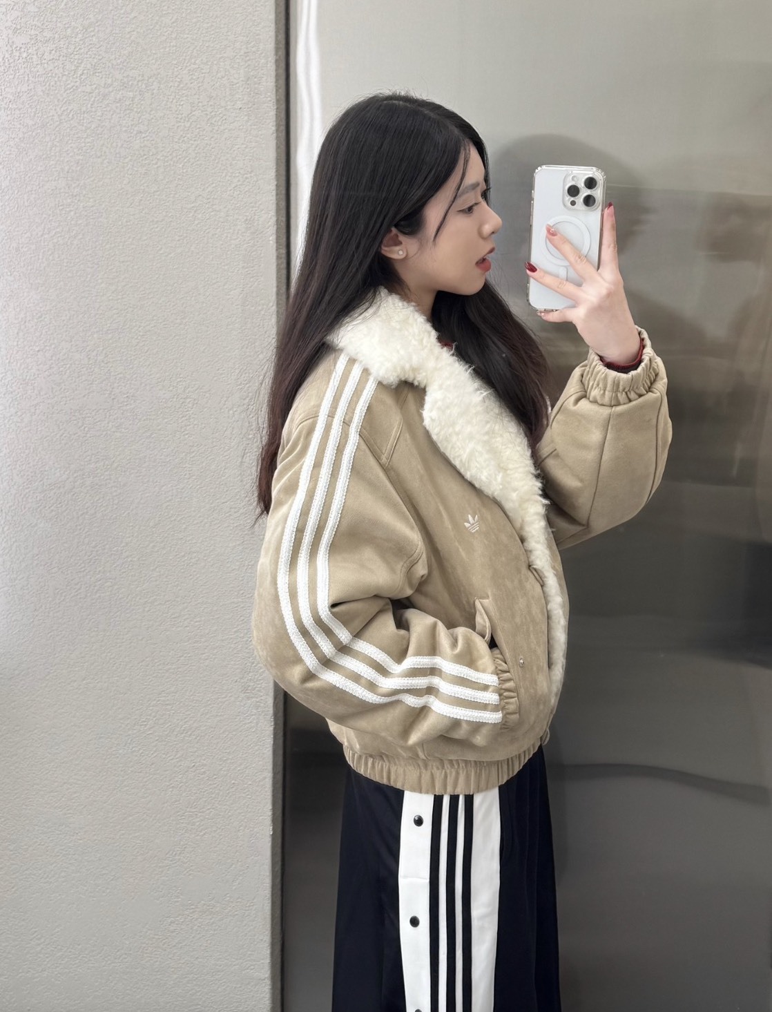 ADIDAS RETRO REMIX PADDED JACKET 復古羊羔毛拼接 卡其棕