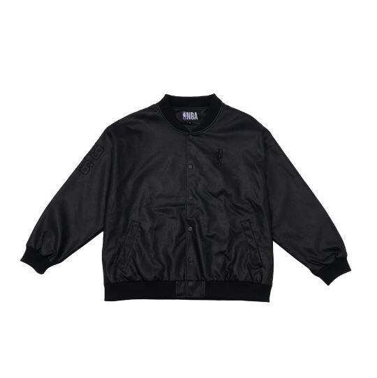 NBA 外套 落肩 皮質 黑 棒球外套 3455140820