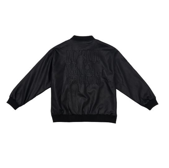 NBA 外套 落肩 皮質 黑 棒球外套 3455140820