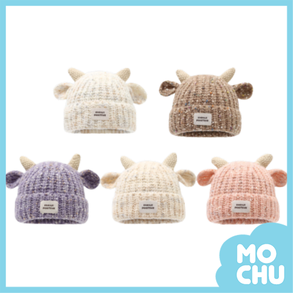 牛角雙層加厚毛線帽(五色)